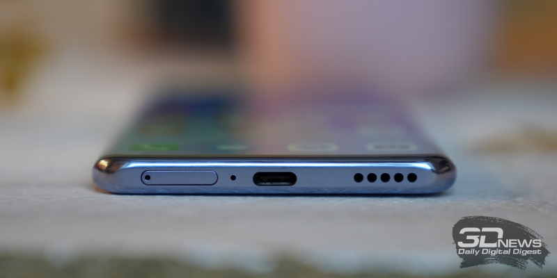  Huawei nova 9, нижняя грань: слот для SIM-карт, микрофон, порт USB Type-C и основной динамик 